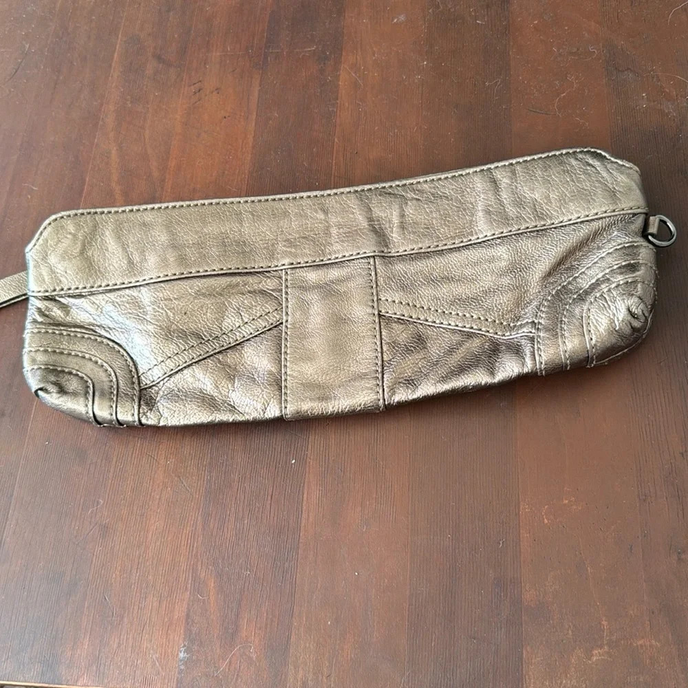 Andrew Marc metallic gunmetal clutch - Picture 2 of 8